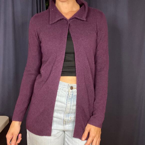Fenn Wright Manson Purple 100% Cashmere One Button Collared Cardigan Size Small - Picture 1 of 10